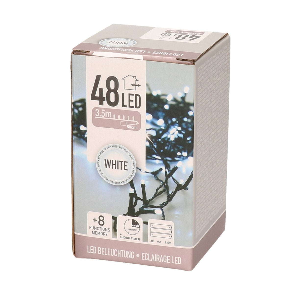 48 White Christmas Lights Black 3.5Mtr AX9810020 | With 8 Memory Functions | Perfect for Holiday Decorations | 6Hr Timer