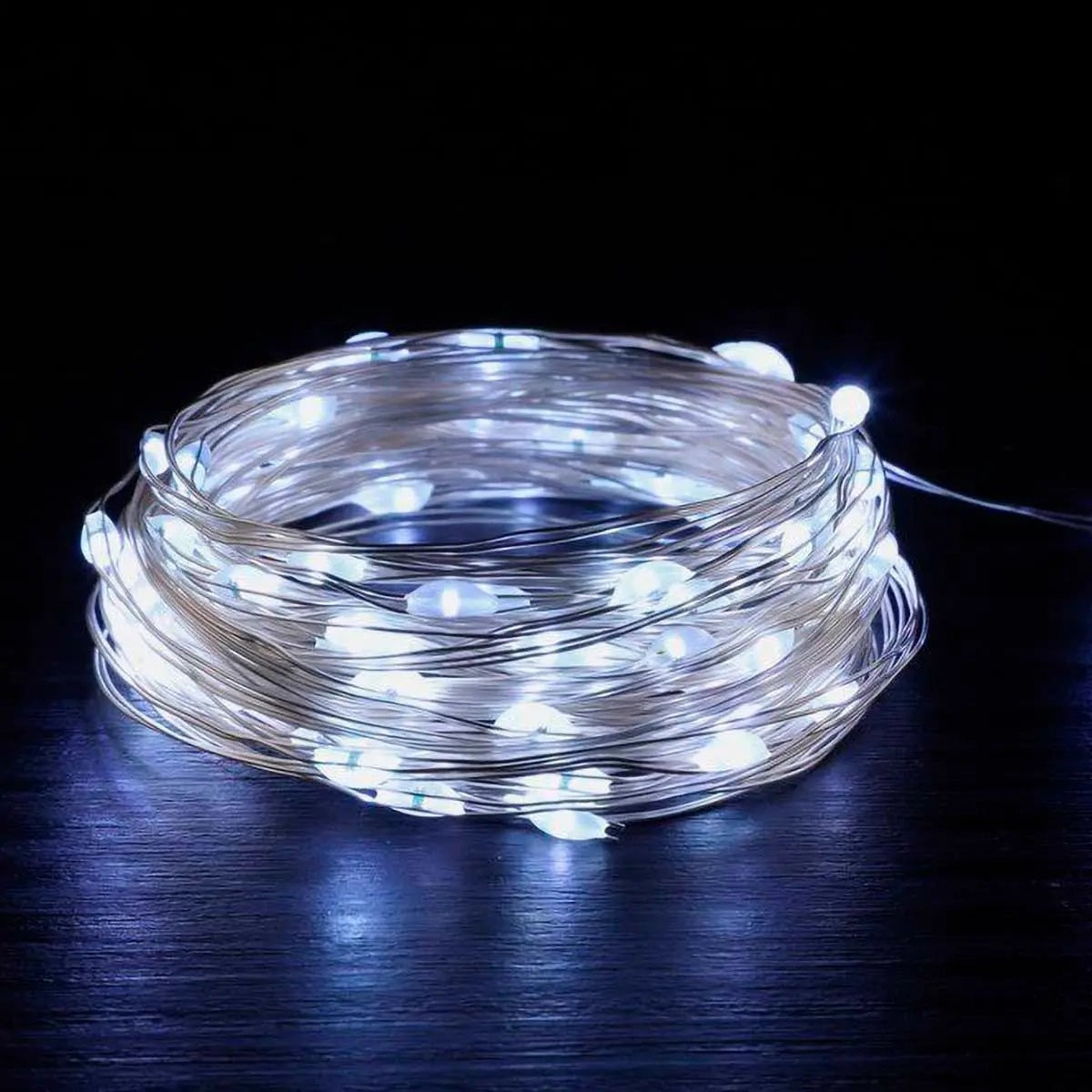 Battery Operated Silver Wire 40 LED Lights with Timer White 195cm AX9730520
