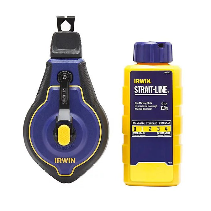 Irwin Strait Line Speedline Pro Chalk Reel Set Blue IWHT48443BC-0 | Easy Hook and Go | 6x Faster Rewind | Easy Fill Chalk Door