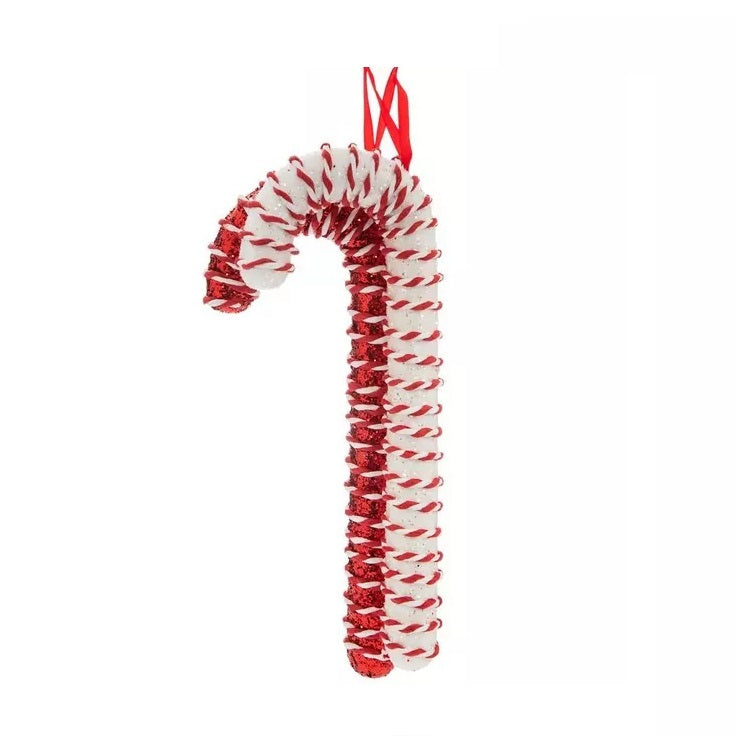 SiL Handcrafted Glitter Candy Cane Assorted Colours 7cm x 7cm x 20cm  Pack of 1 XMR4786 | Hanging Christmas Ornaments | With Sparkle Finish