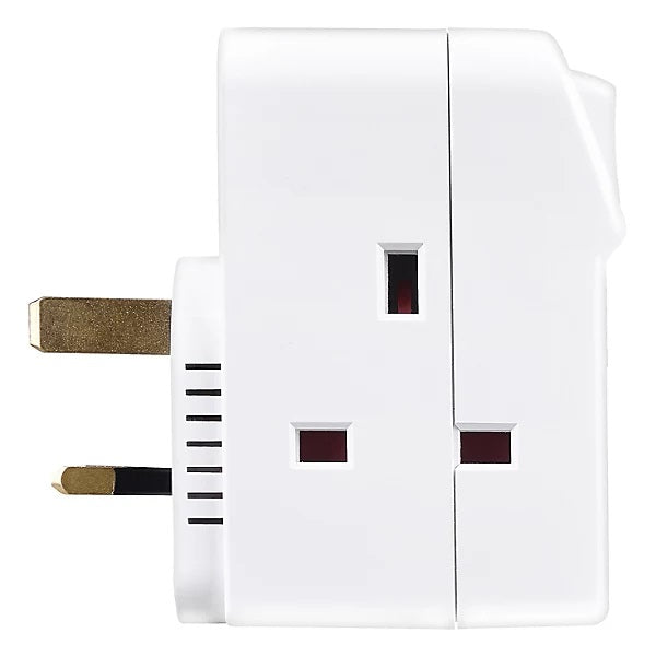 Masterplug 3-Way Switched Multisocket Adaptor White 83mm x 55mm x 85mm MSWG3 | 13A Fused Plug Extension | Control Power to Each Individual Socket