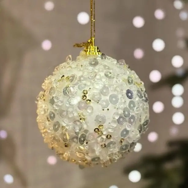 Glitter Sequin Christmas Decoration Ball Assorted Colours 80mm Pack of 1 CAA821330 | Hanging Balls | For Holiday Decor | Tree Decoration | Christmas Ornament Set