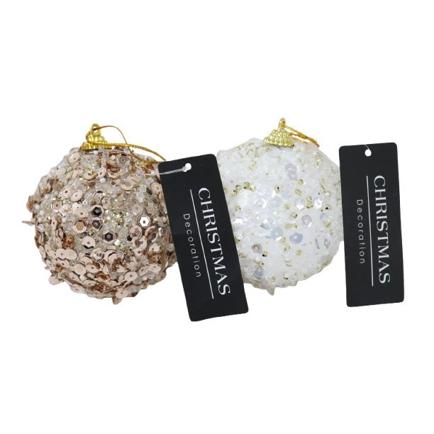 Glitter Sequin Christmas Decoration Ball Assorted Colours 80mm Pack of 1 CAA821330 | Hanging Balls | For Holiday Decor | Tree Decoration | Christmas Ornament Set