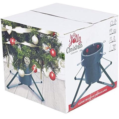 Holly Jolly Round Christmas Tree Stand Green 21cm 893000030 | Heavy-Duty Metal Base | Fits 5â€“14 cm Trunks | 2.8Ltr Water Tank