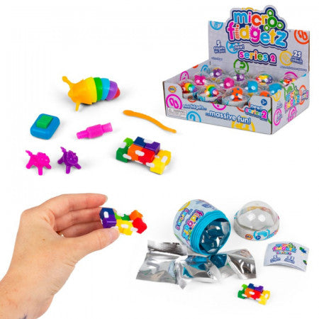 HGL Micro Fidgetz Series 2 Assorted Colours 7cm Ã— 9cm Ã— 7cm  SV21852 | 5 Fidgetz Per Pack | Mystery Fidget Toy Capsules | Collectible Mini Fidgets for Kids | New series with 25 Collectible Fidgets | Stress Relief Toys