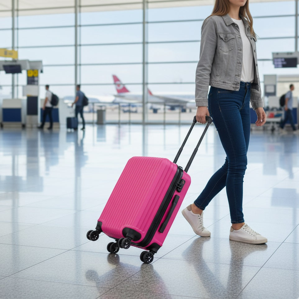 ProWorld Suitcase Trolley Magenta 29Ltr 30cm x 21.5cm x 45cm S16400110 |360 Degree Spin Wheels