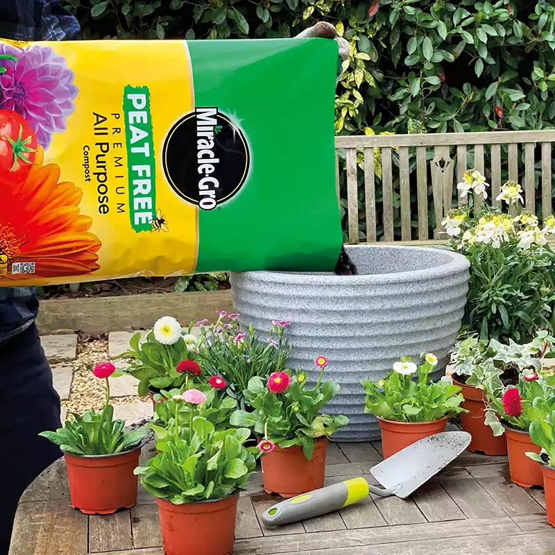 Miracle-Gro Peat Free Premium All Purpose Compost Dark Brown 20Ltr 119987 | 3 Months Feed | Contains 14 Vital Nutrients | Locks in Moisture | Promotes Root Growth | Child and Pet Friendly | Scientifically Proven at Evergreen Research Station