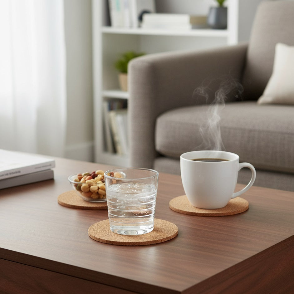 Excellent Houseware Round Cork Coaster Brown Set of 3 19.5cm 836314110