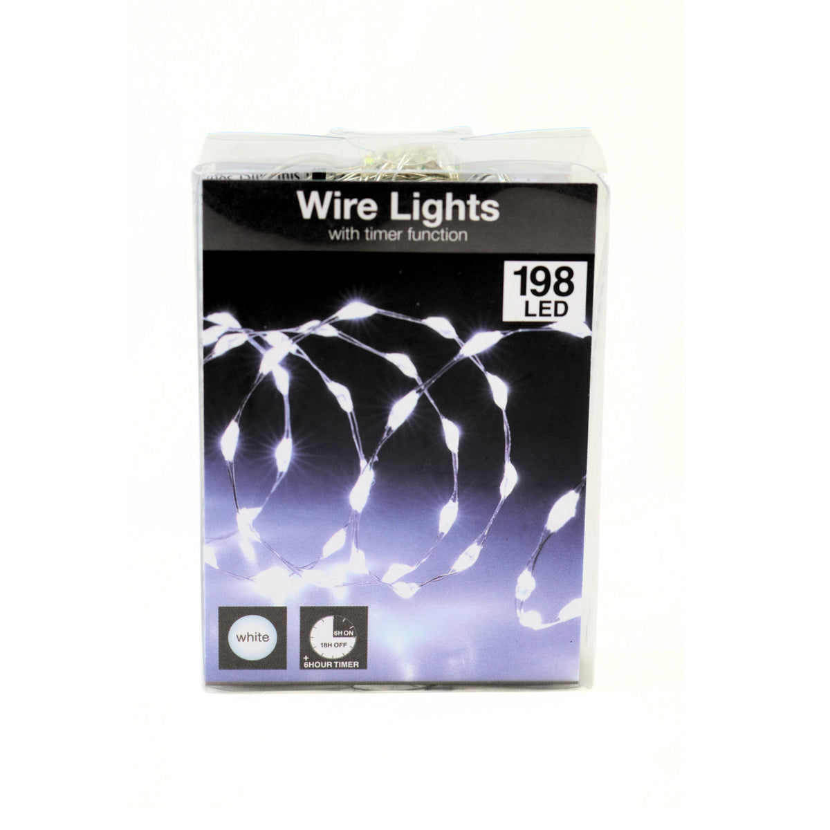 198 LED Silver Wire Lights with Timer White AMZ800040 | Plus 6 Hour Timer