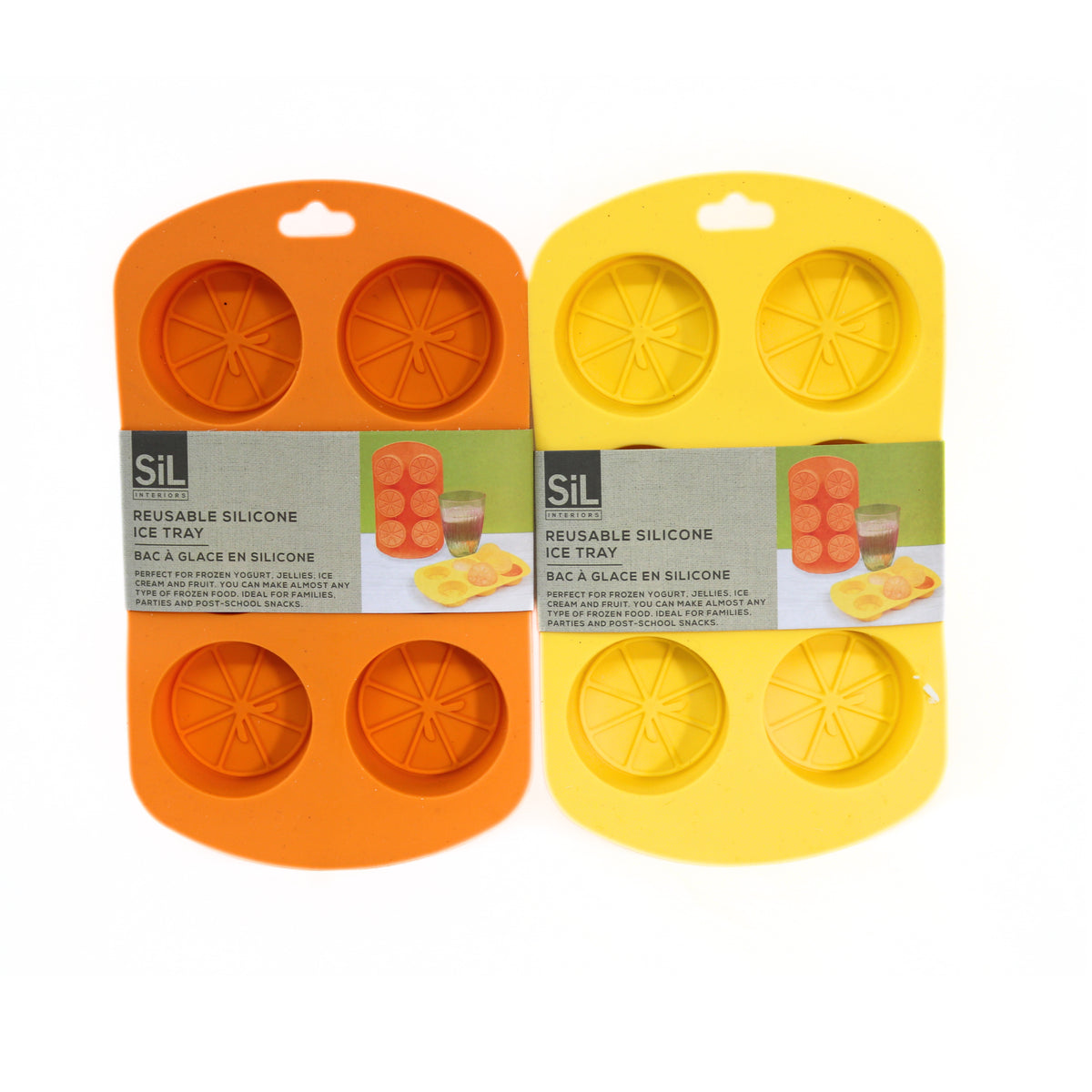 SIL Interiors Citrus Slice Reusable Silicone Ice Tray Assorted 19cm x 11cm x 2cm 6 Piece OL1159 | Perfect for Frozen Yogurt-Jellies-Ice Cream and Fruit | Ideal for Families-Parties and Post-School Snacks