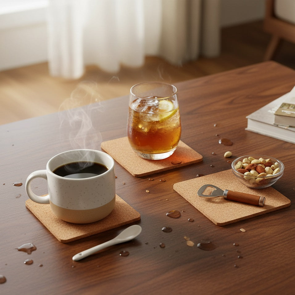 Excellent Houseware Square Cork Trivet Brown 19cm x 19cm Set of 3 836314120