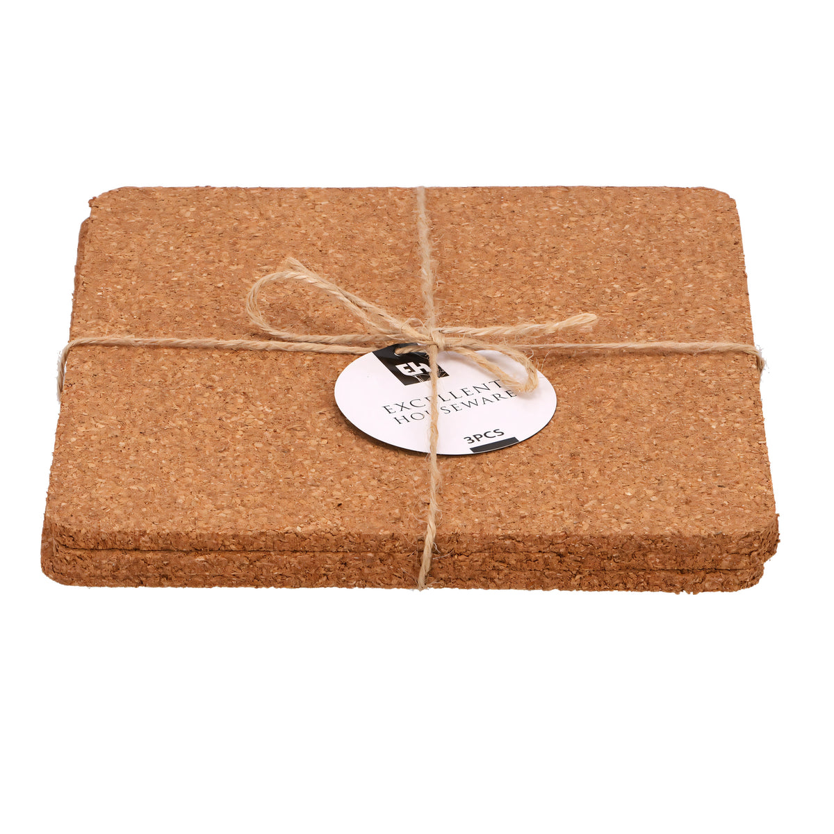 Excellent Houseware Square Cork Trivet Brown 19cm x 19cm Set of 3 836314120