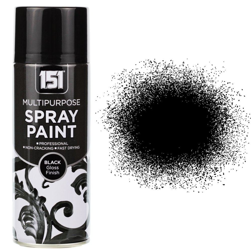 151 Multipurpose Spray Paint Black Gloss Finish 400ml TAR024 | Aerosol for DIY and Repairs | Professional | Fast Drying | Non-Cracking | Coat Anything Inside and Outside