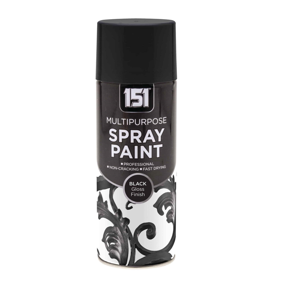 151 Multipurpose Spray Paint Black Gloss Finish 400ml TAR024 | Aerosol for DIY and Repairs | Professional | Fast Drying | Non-Cracking | Coat Anything Inside and Outside