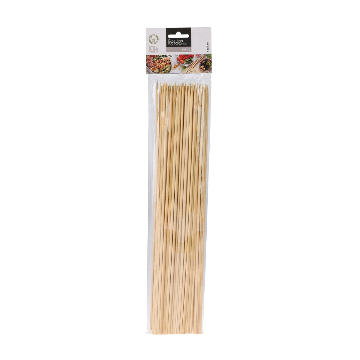Excellent Houseware Bamboo Skewers Brown 40cm Pack of 50 408100670 | Natural Wooden BBQ Skewers | For Grilling-Kebabs-Snacks and Party Food | Food Prep Essentials