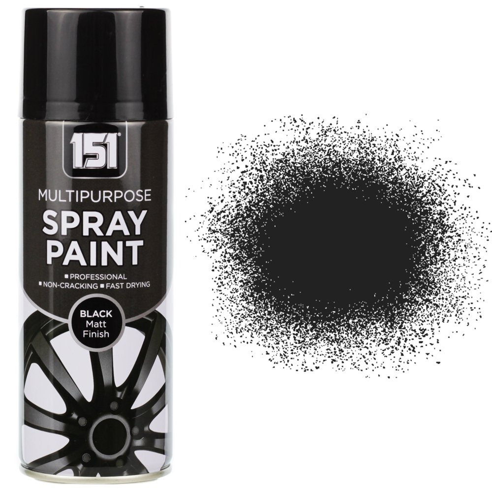 151 Multipurpose Spray Paint Black Matt Finish 400ml TAR025 | Aerosol for DIY and Repairs | Professional | Fast Drying | Non-Cracking | Coat Anything Inside and Outside