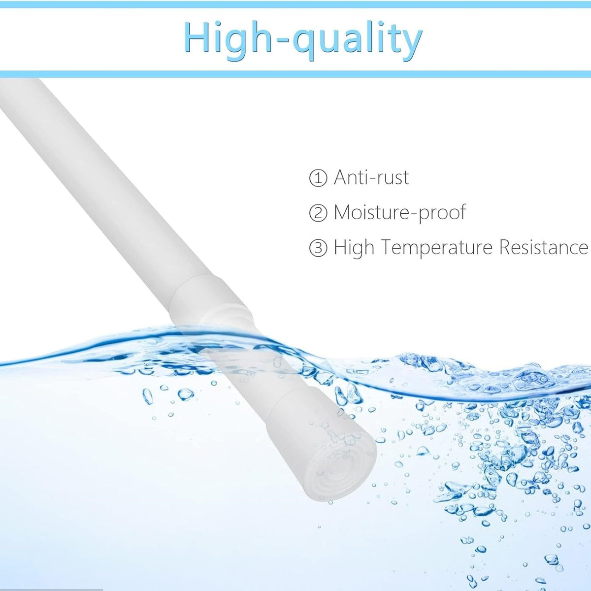 Adorn Extendable Telescopic Pole White 55cmâ€“90cm AJ049 | Adjustable Curtain and Shower Rail Rod for Home Use | Greater Reach and Flexibility