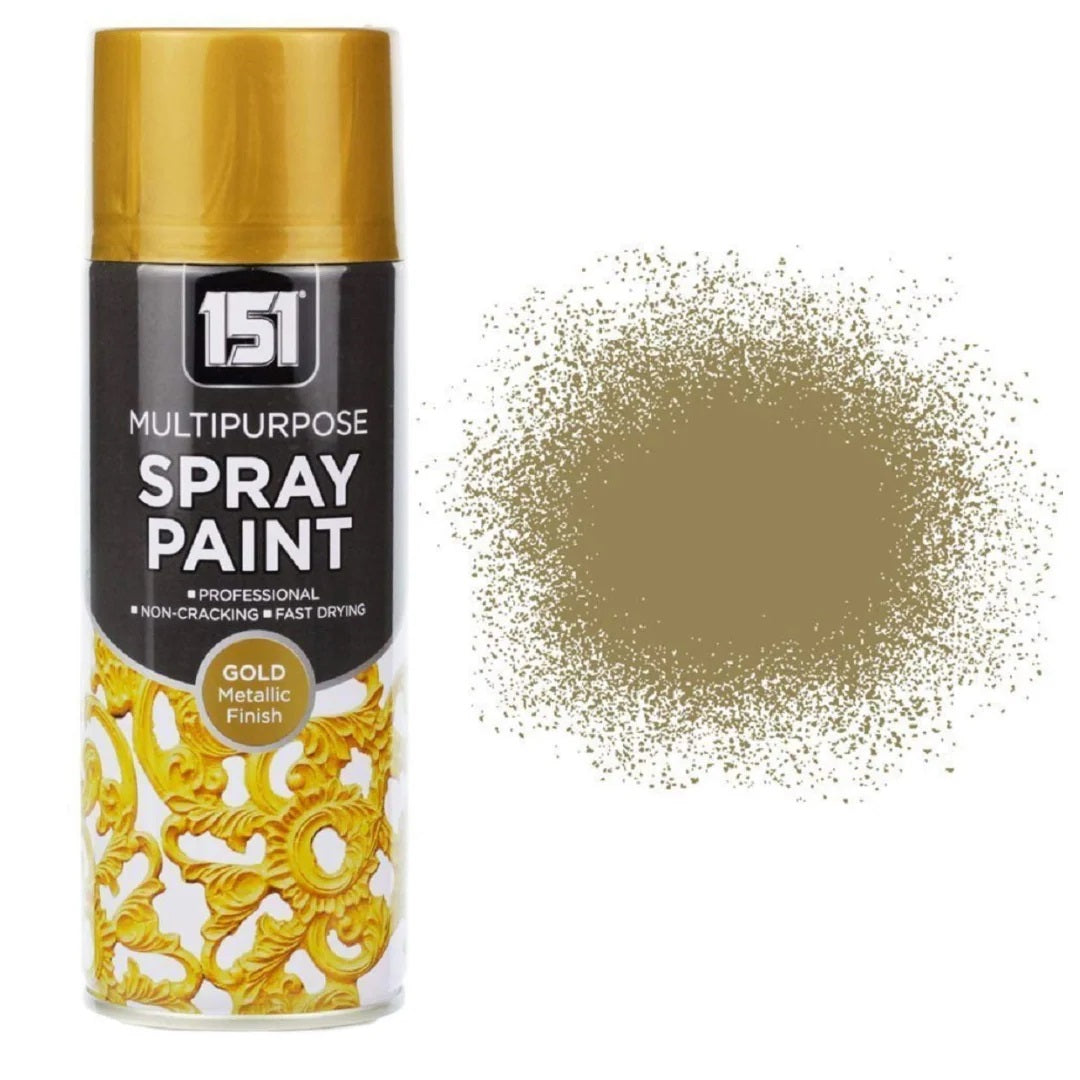 151 Multipurpose Spray Paint Gold Metallic Finish 400ml TAR040 | For DIY and Repairs | Professional | Fast Drying | Non-Cracking | Coat Anything Inside and Outside