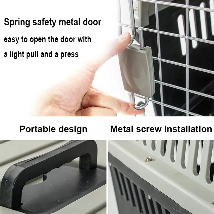 SiL Pet Parlour Small Pet Carrier Black and Grey 48cm x 32cm x 30cm 1490g PE1427 | Secure Travel Crate for Cats and Small Pets | Durable Ventilated Design with Metal Door | Easy Carry Handle | Ideal for Vet Visits and Car Travel
