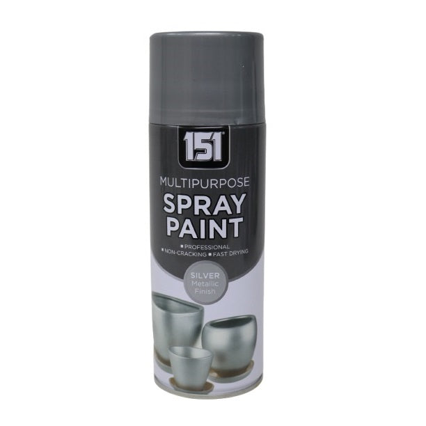 151 Multipurpose Spray Paint Silver Metallic Finish 400ml TAR039 | For DIY and Repairs | Professional | Fast Drying | Non-Cracking | Coat Anything Inside and Outside