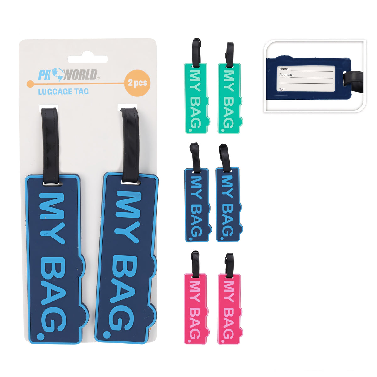 Proworld Luggage Tags Assorted Pack of 2 DG2000190