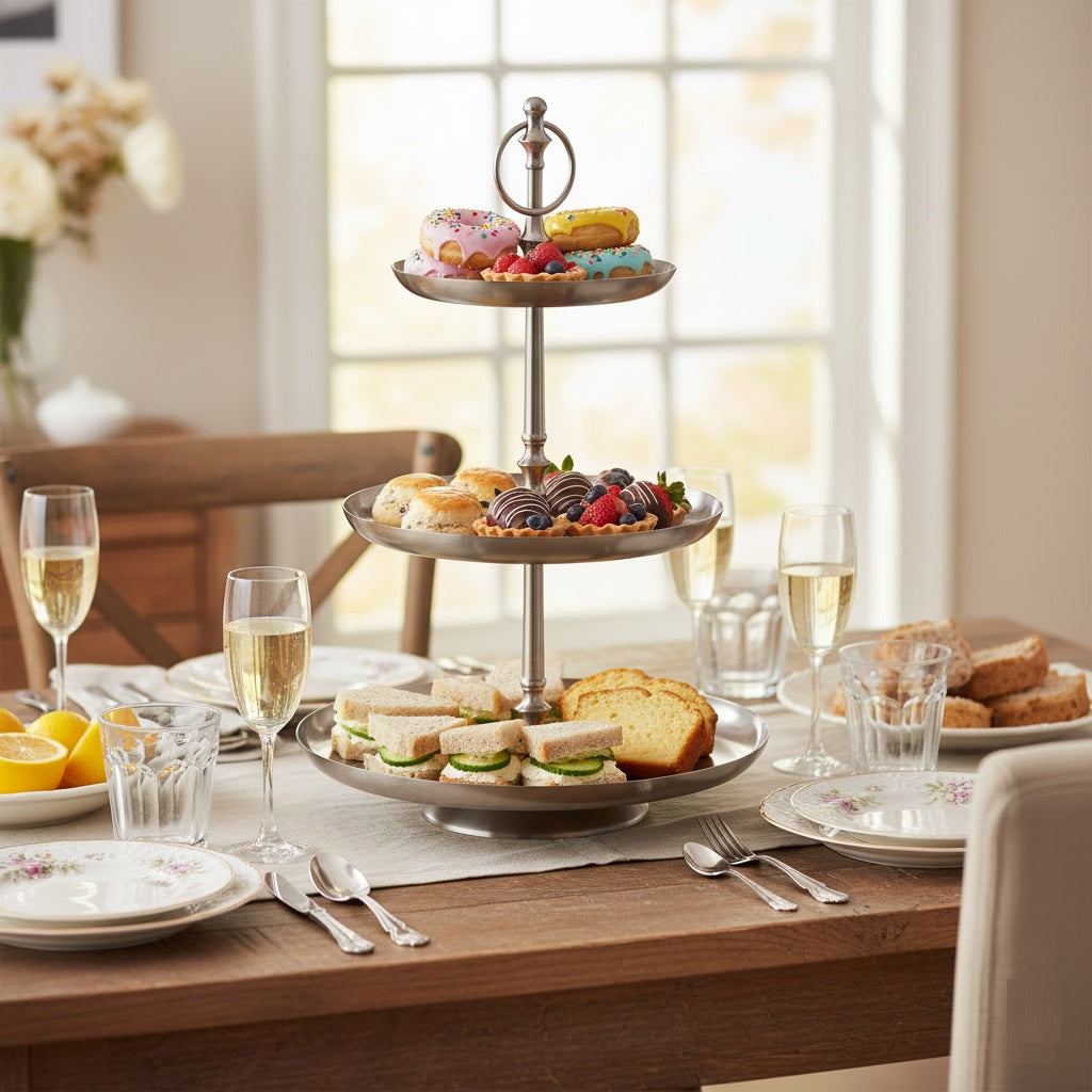 Home and Styling Collection 3 Layer Etagere Food Display Silver 30cm x 50cm A67101540