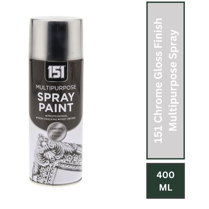 151 Multipurpose Spray Paint Chrome Gloss Finish 400ml TAR029 | For DIY and Repairs | Professional | Fast Drying | Non-Cracking | Coat Anything Inside and Outside