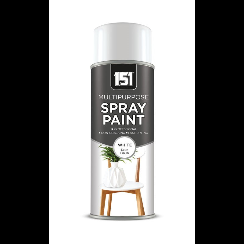 151 Multipurpose Spray Paint White Satin Finish 400ml TAR065 | For DIY and Repairs | Professional | Fast Drying | Non-Cracking | Coat Anything Inside and Outside
