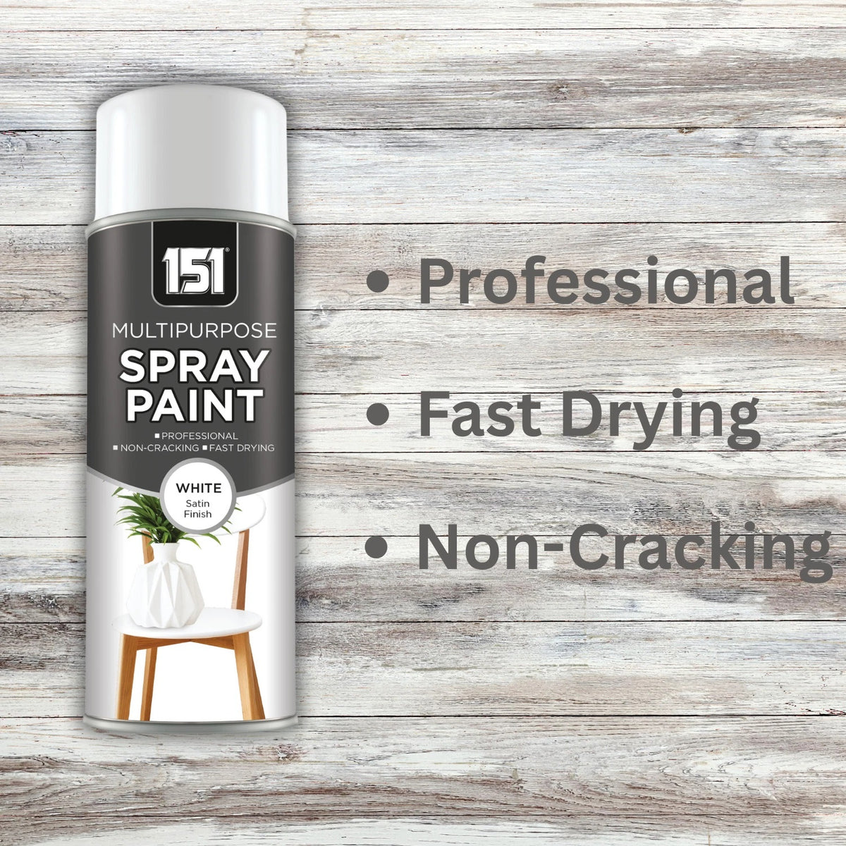 151 Multipurpose Spray Paint White Satin Finish 400ml TAR065 | For DIY and Repairs | Professional | Fast Drying | Non-Cracking | Coat Anything Inside and Outside