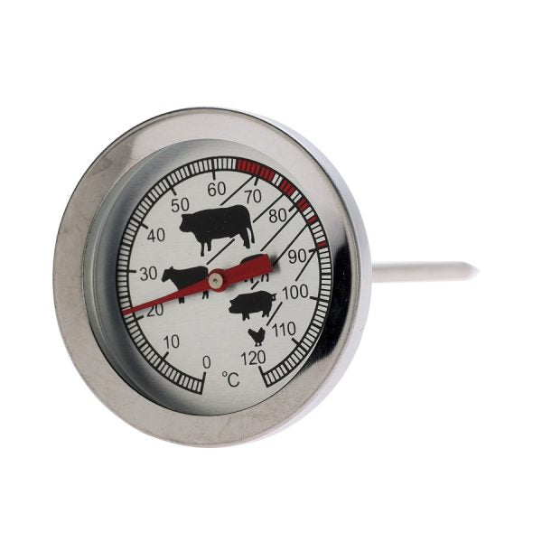 Excellent Houseware Stainless Steel Meat Thermometer Chrome 5.4cm Ã— 12cm CY5657160 | Thermometer for Beef-Poultry-BBQ and Roasting