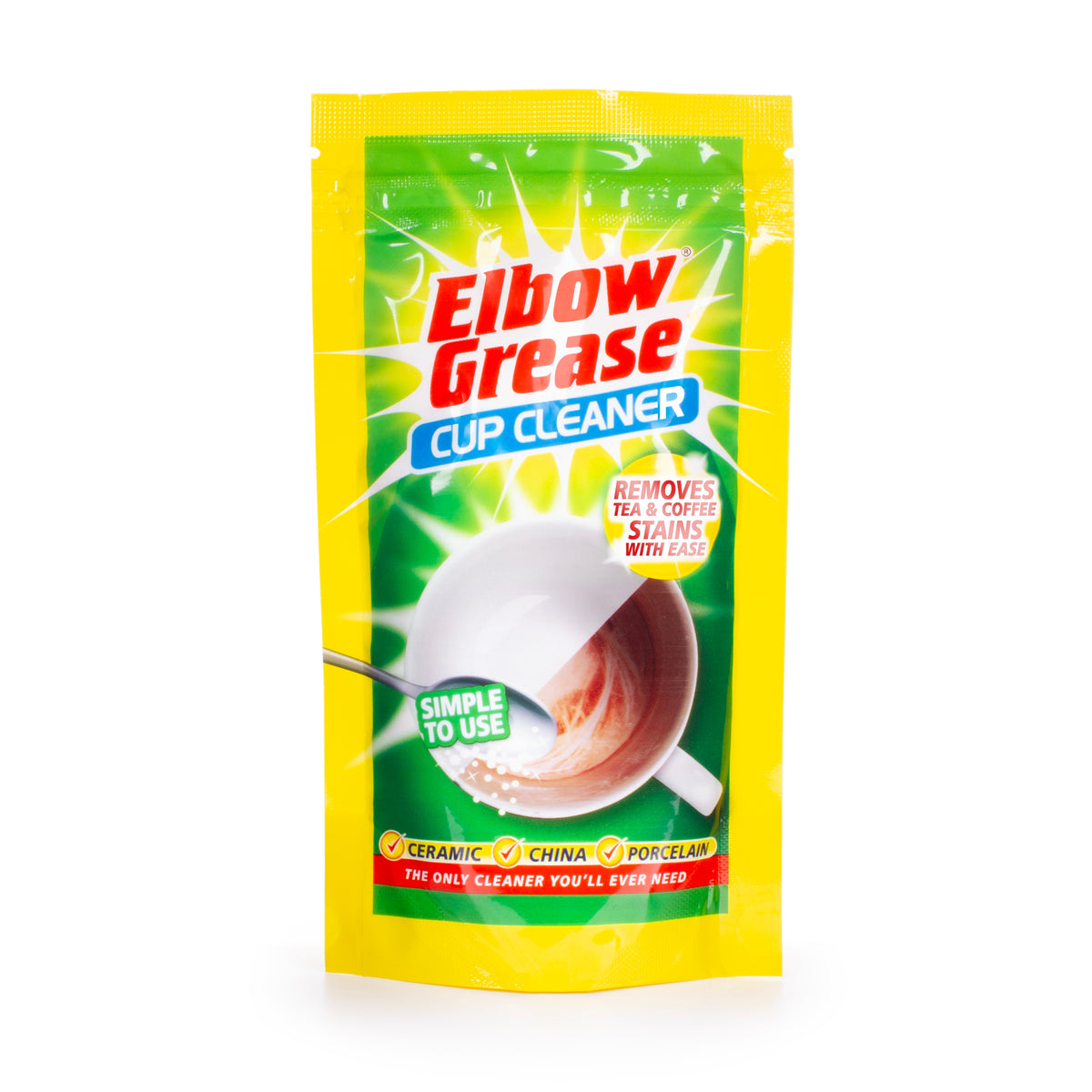 151 Elbow Grease Cup Cleaner Multicoloured 350g EG316 | Removes Tough Tea and Coffee Stains | Fast-Acting Powder for Ceramic-China and Porcelain | Restores Cups to Like-New Cleanliness