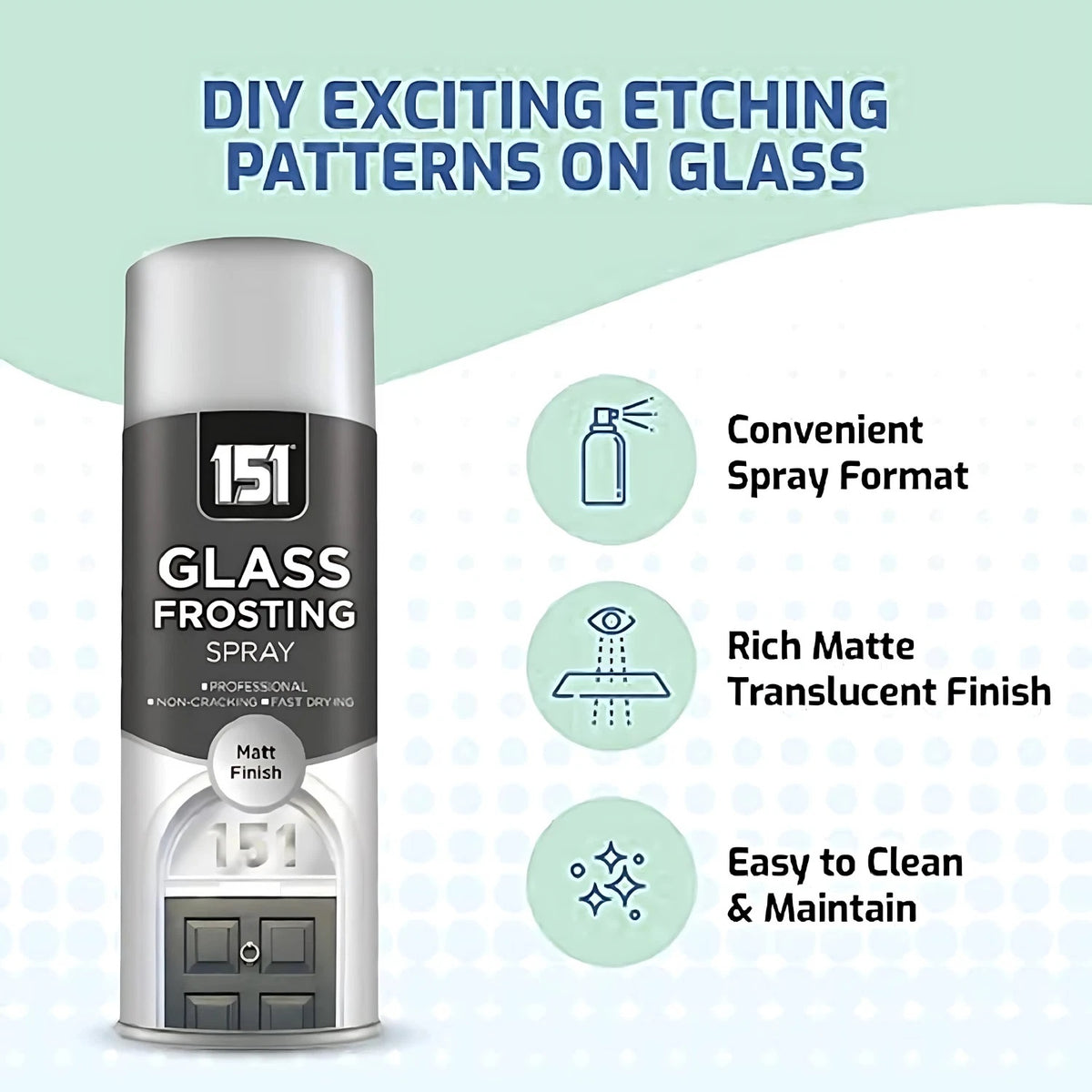 151 Glass Frosting Spray Paint Matt Finish 400ml TAR063 | For DIY and Repairs | Coat Anything Inside and Outside | Tamper Proof Security Cap | For Decorating-Security and Privacy