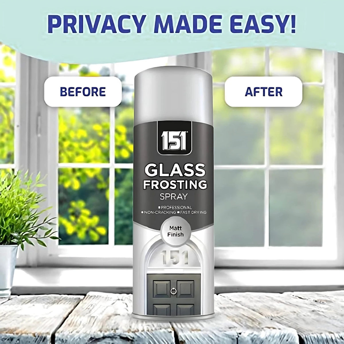 151 Glass Frosting Spray Paint Matt Finish 400ml TAR063 | For DIY and Repairs | Coat Anything Inside and Outside | Tamper Proof Security Cap | For Decorating-Security and Privacy