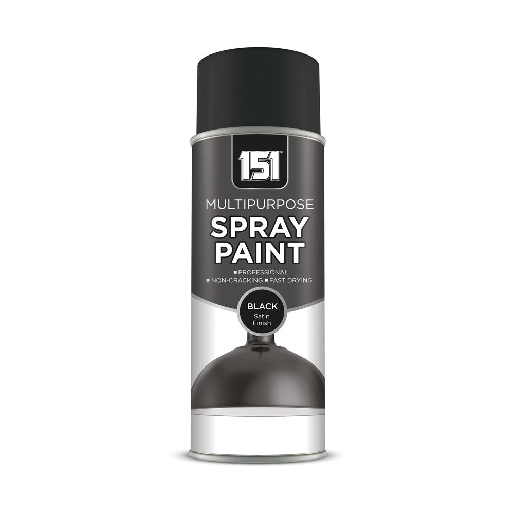 151 Multipurpose Spray Paint Black Satin Finish 400ml TAR064 | For DIY and Repairs | Professional | Fast Drying | Non-Cracking | Coat Anything Inside and Outside