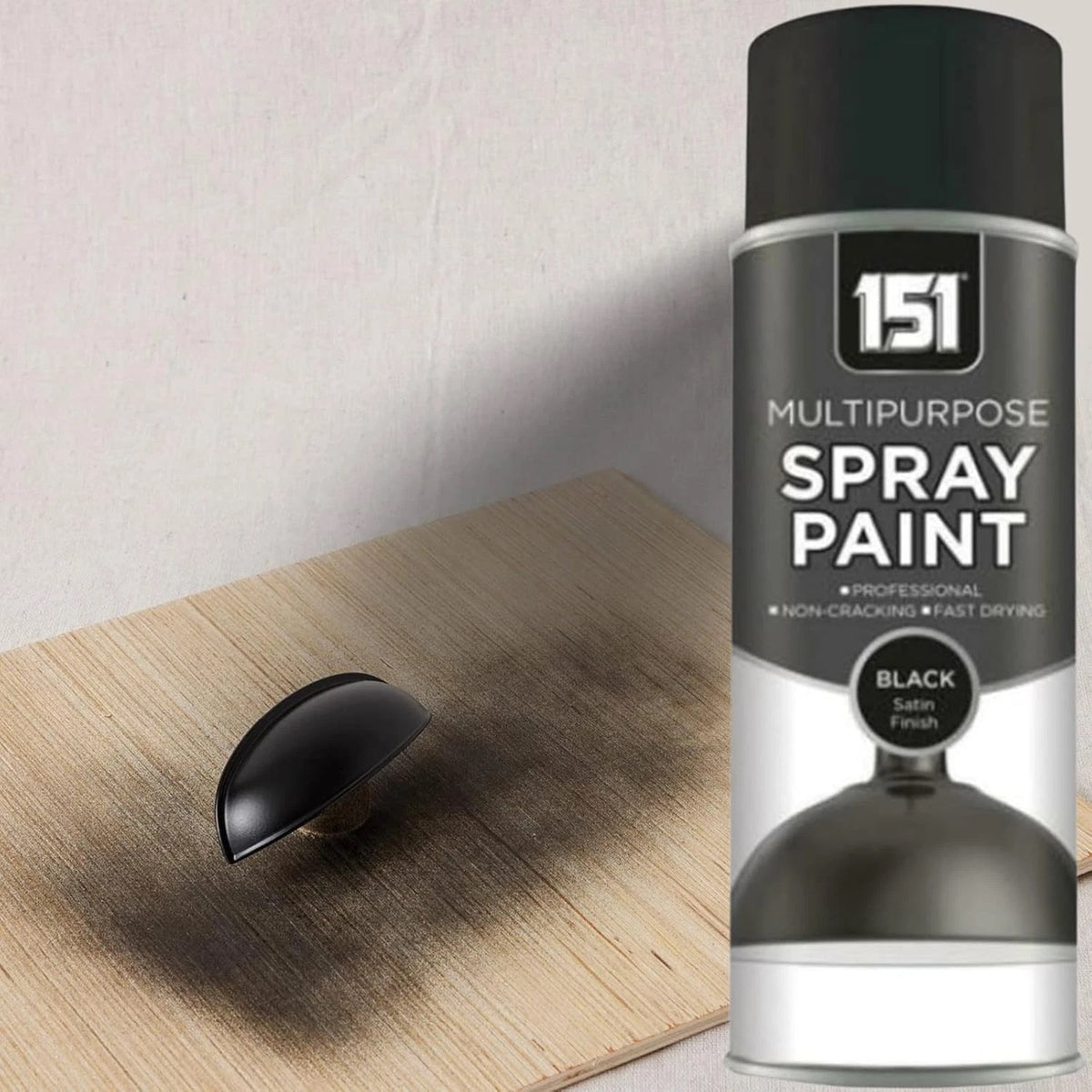 151 Multipurpose Spray Paint Black Satin Finish 400ml TAR064 | For DIY and Repairs | Professional | Fast Drying | Non-Cracking | Coat Anything Inside and Outside