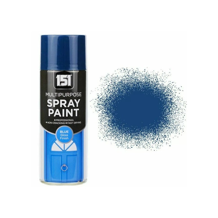 151 Multipurpose Spray Paint Blue Gloss Finish 400ml TAR041 | For DIY and Repairs | Professional | Fast Drying | Non-Cracking | Coat Anything Inside and Outside