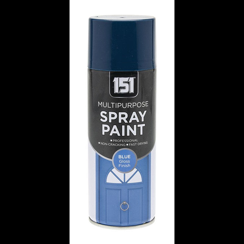 151 Multipurpose Spray Paint Blue Gloss Finish 400ml TAR041 | For DIY and Repairs | Professional | Fast Drying | Non-Cracking | Coat Anything Inside and Outside