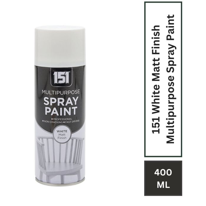151 Multipurpose Spray Paint White Matt Finish 400ml TAR027 | For DIY and Repairs | Professional | Fast Drying | Non-Cracking | Coat Anything Inside and Outside