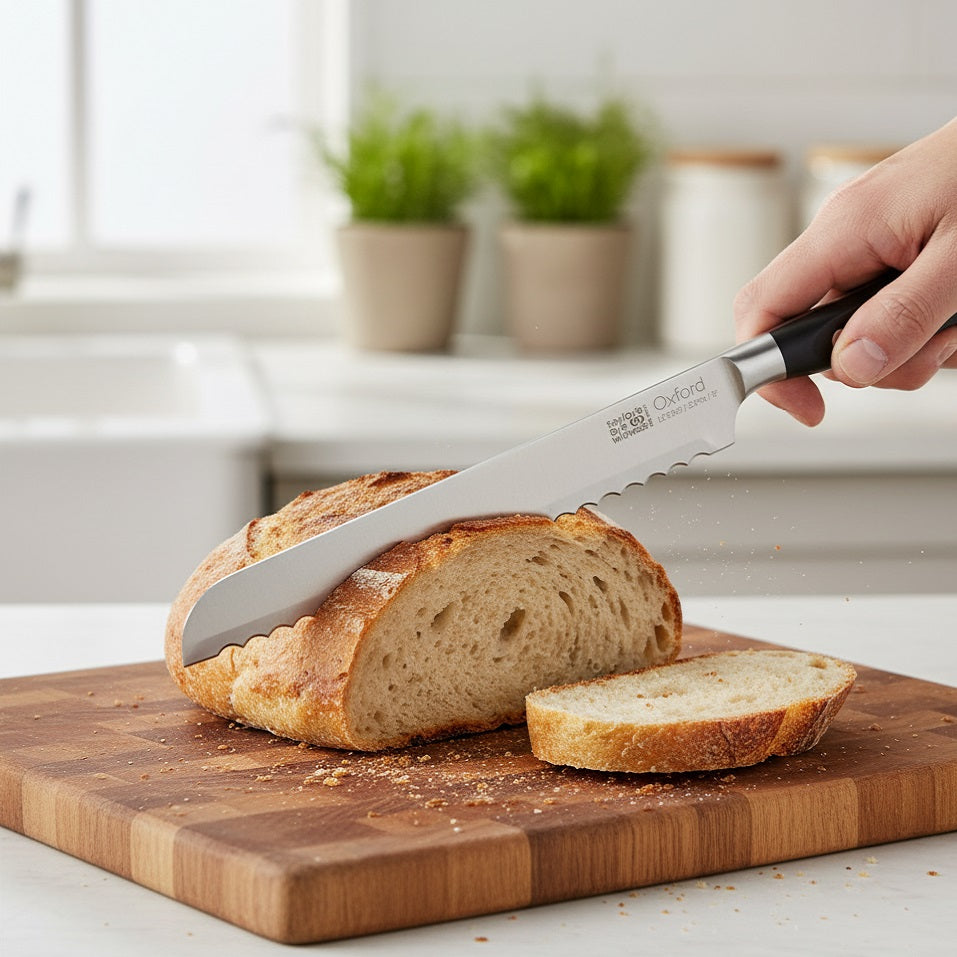 Taylors Eye Witness Oxford Professional Serrated Bread Knife Silver 20cm LCK108S | Classic Full Tang Construction with Steel Rivets | Finely Ground Razor Sharp Blade | Wide Serrations Zip through Crusty Bread without Tearing