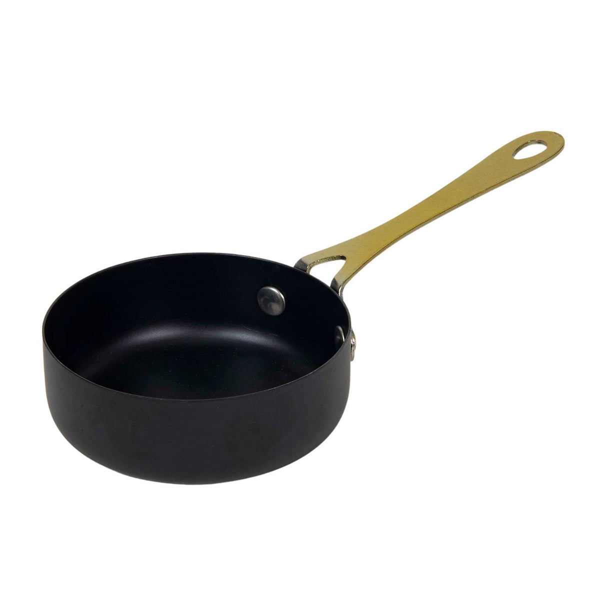 Excellent Houseware Mini Iron Frying Pan Black and Gold 9cm x 3cm A15000050 | Non-Stick Skillet with Gold Handle | Compact Cookware for Eggs-Snacks and Single Servings