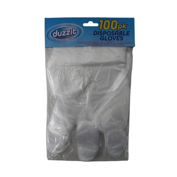 151 Duzzit Disposable Gloves White Pack of 100 DZT1032A-24 | Fit Both Left and Right Hands | For Cleaning-Decorating | Car Maintenance | Hair Treatment and Food Preparation