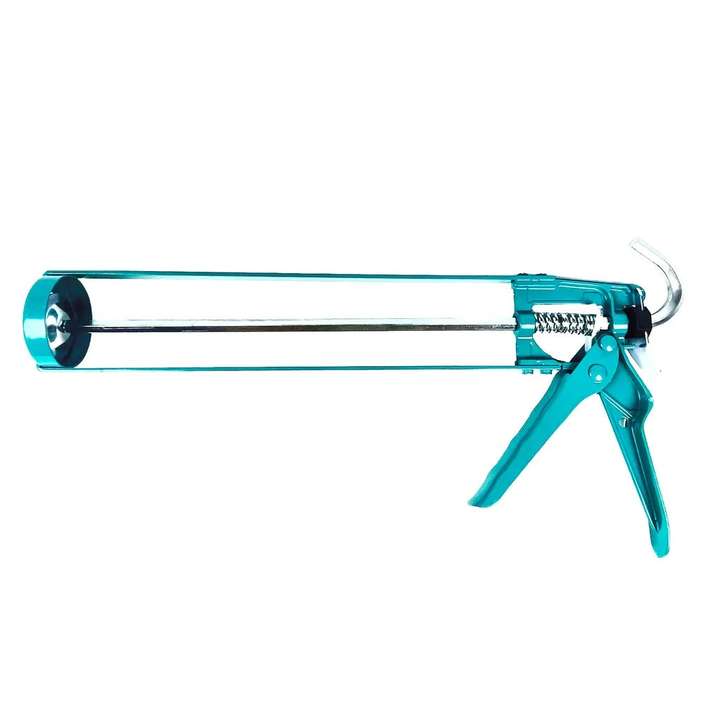 Dekton Pro Grade Caulking Gun Teal DT95751 | Wide Range of Applications | No Drip Design Prevent Drips | Ladder Hook Helps Reload Cartridges Easily | Heavy Duty | Direct Stop System | Smooth Application | Suitable for Use with Most Standard Cartridges