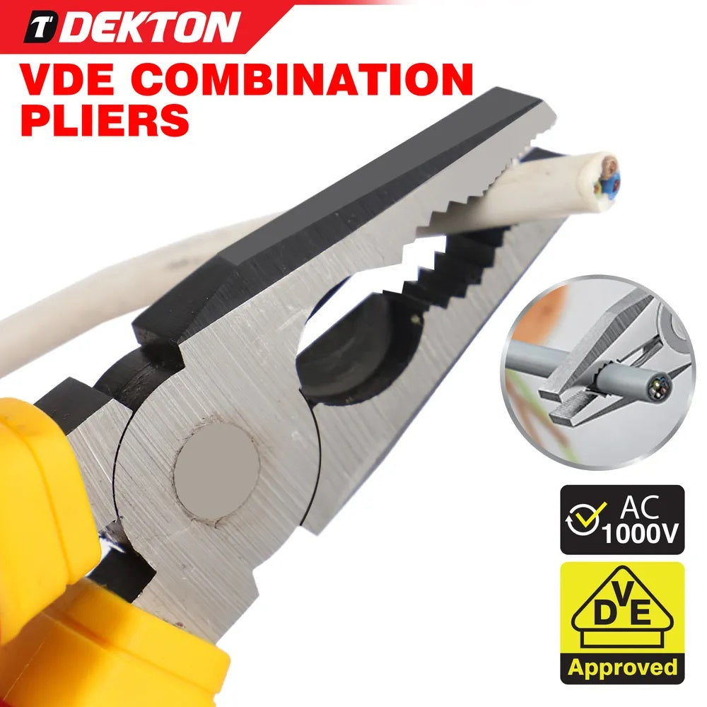 Dekton VDE Combination Pliers Red and Yellow 8-Inch DTV20130