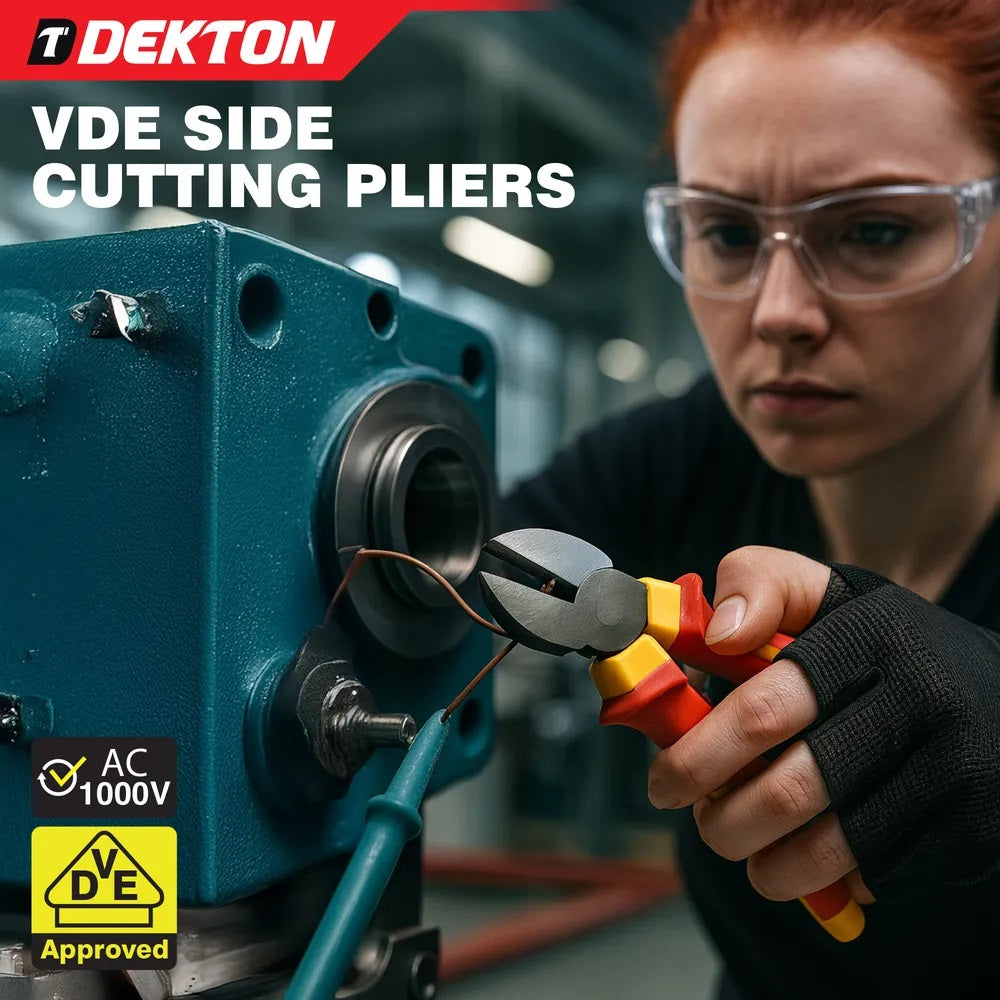 Dekton VDE Heavy Duty Diagonal Cutting Pliers Red and Yellow 7-Inch DTV20136