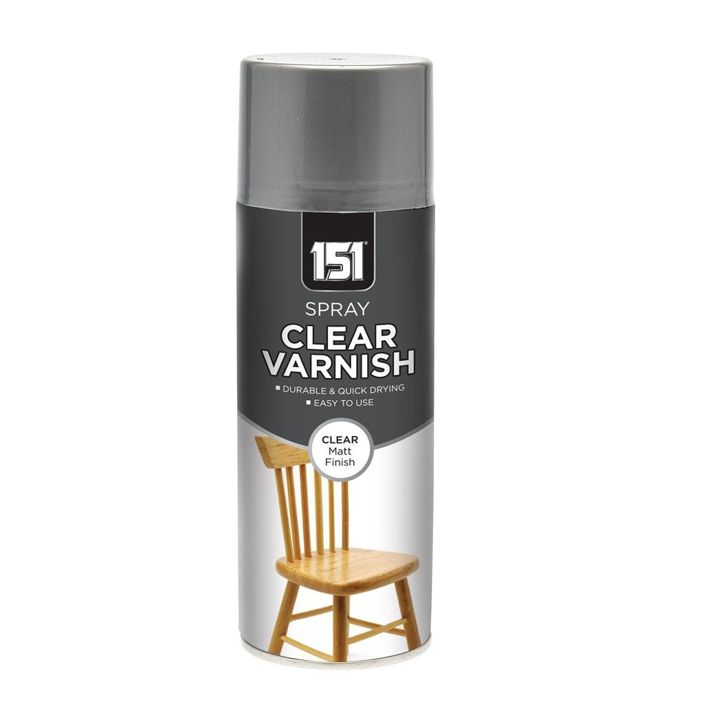 151 Clear Varnish Spray Paint Clear Matt Finish 400ml TAR057 | For DIY and Repairs | Durable | Fast Drying | Easy to Use | For Indoor and Outdoor Items | For Wooden Chairs-Tables-Picture Frames-Sideboards and More