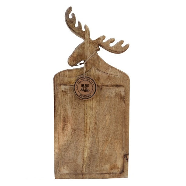 SiL Heart of the Home Wooden Chopping Board with Deer Design Brown 55cm x 25cm x 3cm 1444g KG1009 | Mango Wood Serving and Cutting Board | For Food Prep and Serving