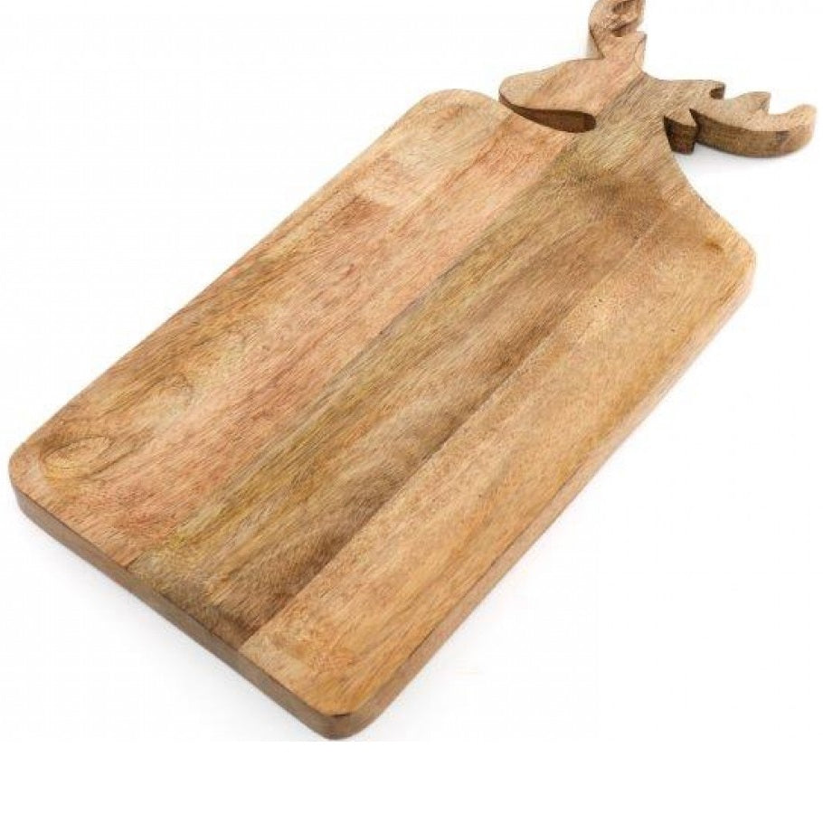 SiL Heart of the Home Wooden Chopping Board with Deer Design Brown 55cm x 25cm x 3cm 1444g KG1009 | Mango Wood Serving and Cutting Board | For Food Prep and Serving
