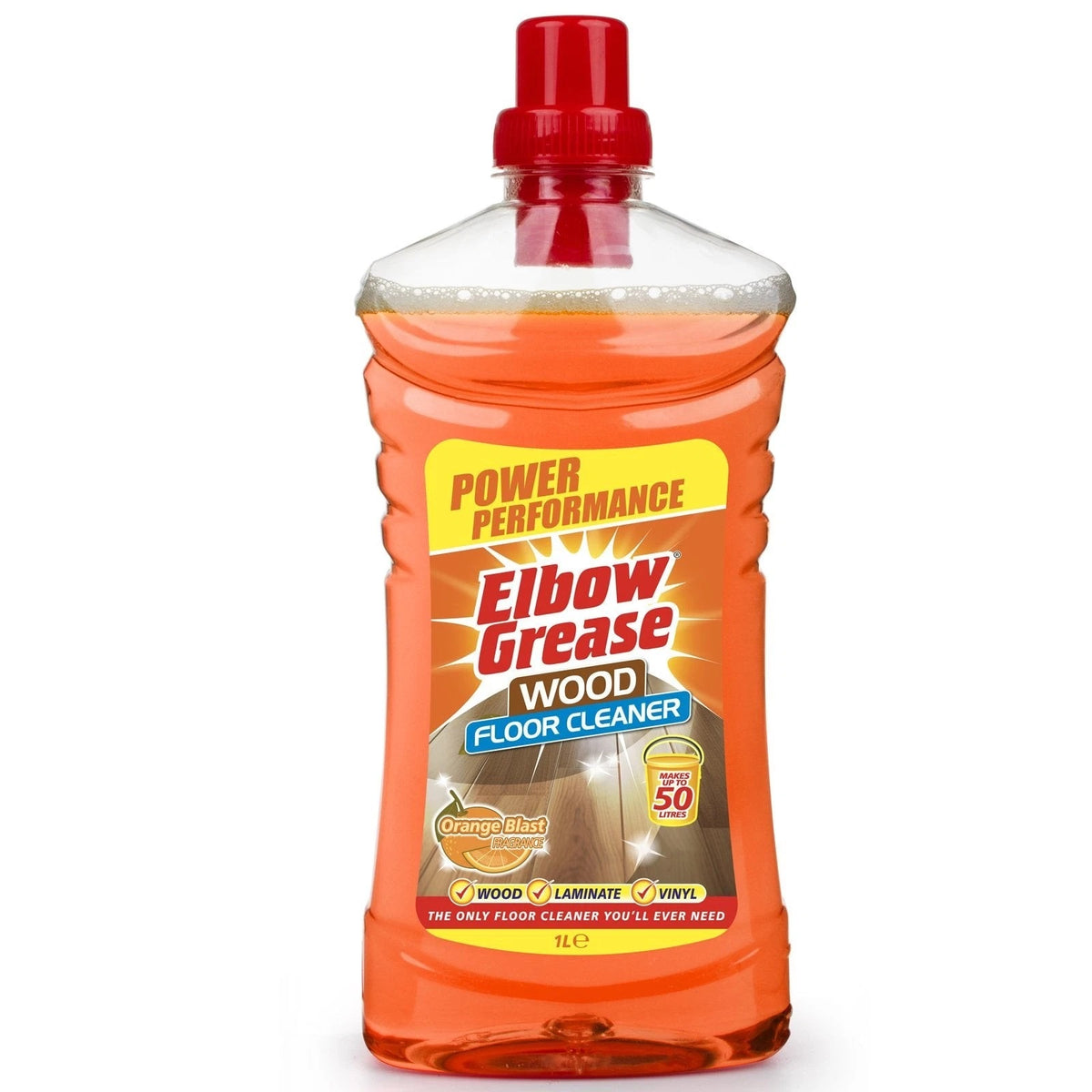 151 Elbow Grease Wood Floor Cleaner Orange 1Ltr EG284 | Orange Blast Fresh Scent | Power Performance | Cleaning for Wood-Laminate and Vinyl Floors | Makes Up to 50 Litres | Restores Shine and Removes Dirt Easily