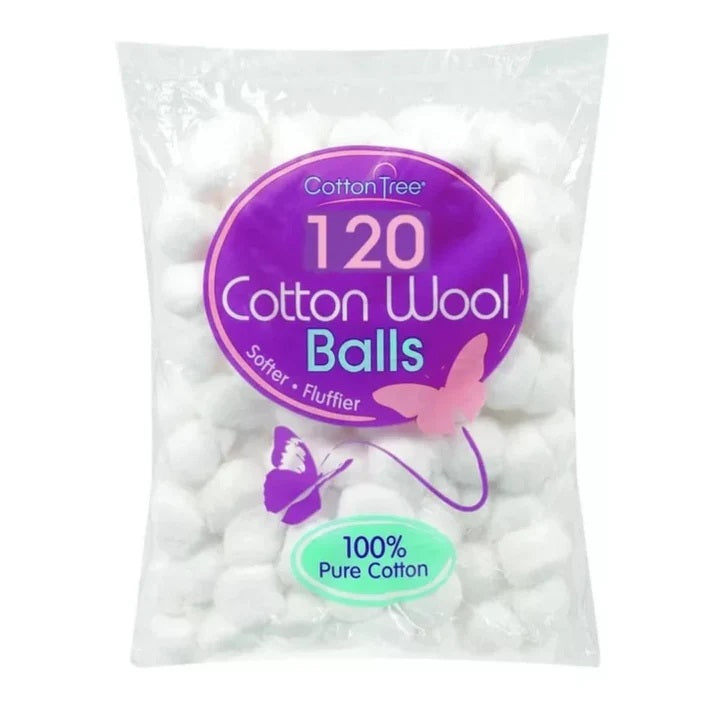 151 Cotton Tree Cotton Wool Balls White Pack of 120 CT008A-LD | Softer and Fluffier | Pure Cotton | Makeup Removal and First Aid | Gentle and Absorbent | For Everyday Use | For Cleansing or Moisturising | For Delicate or Sensitive Skin