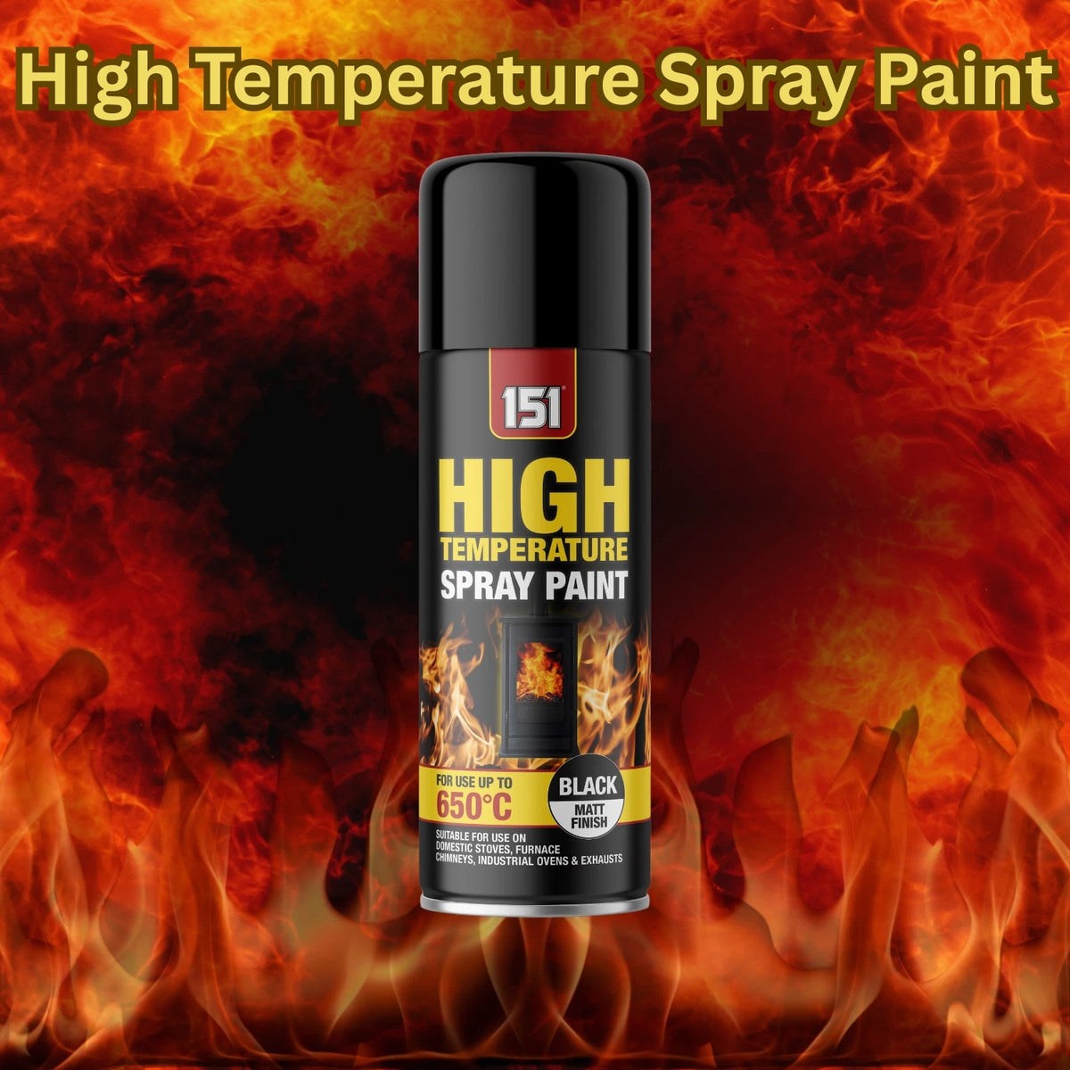151 High Temperature Spray Paint Black Matt Finish 400ml TAR086 | Heat Resistant Up to 650 Degree C | Coating for Stoves-Furnaces-Chimneys-Ovens and Exhausts | Durable Protective Heatproof Paint | Give An Even Coverage